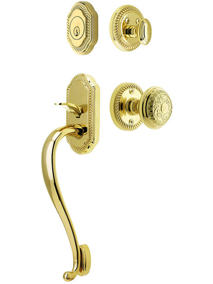 Newport Entry Lock Set in PVD Finish with Windsor Knob and